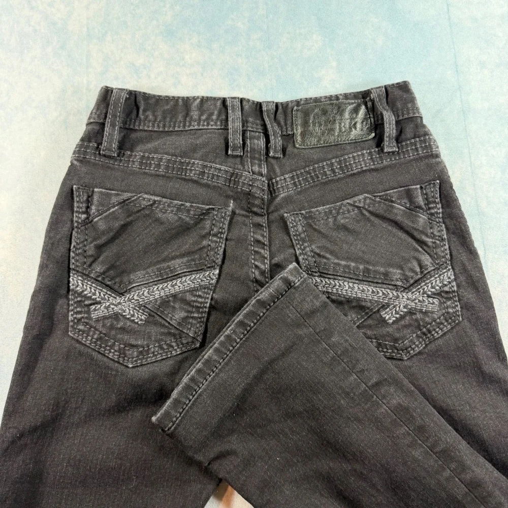 BKE Aiden Bootleg Jeans Boys 25S Black Excellent Stretch Denim Embroidered
